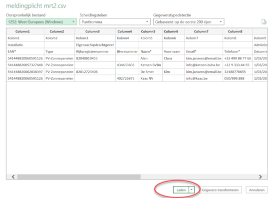 Mijn Fluvius - groene stroom - correctie csv in excel - laden