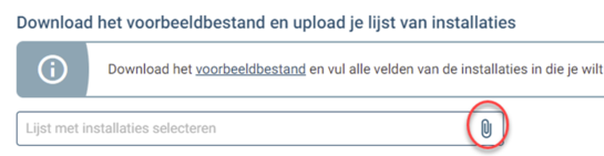 Mijn Fluvius - groene stroom - download voorbeeldlijst of upload installaties