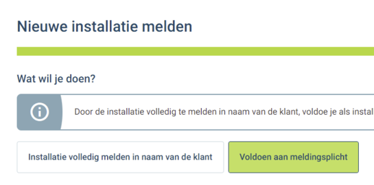 Mijn fluvius - groene stroom - knop: voldoen meldingsplicht