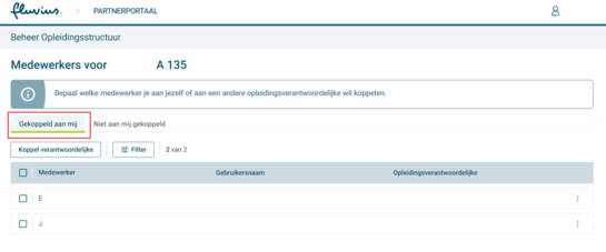 Je ziet de lijst van medewerkers die aan jou gekoppeld zijn. 