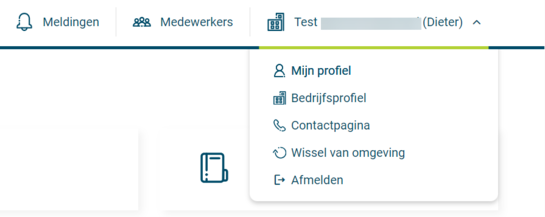 Je vindt ‘Mijn Profiel’ via het dropdownmenu rechtsboven.