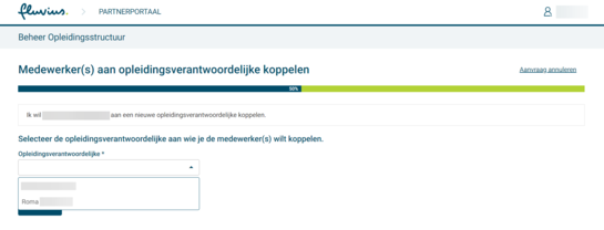 Stap 2: Kies de gewenste Opleidingsverantwoordelijke en klik op' Opslaan'.